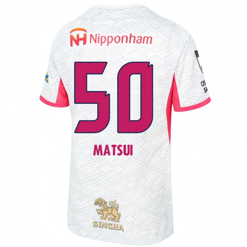Danxen Uomo Maglia Kenya Matsui #50 Bianco Rosa Sakura Kit Gara Away 2025/26 Maglietta