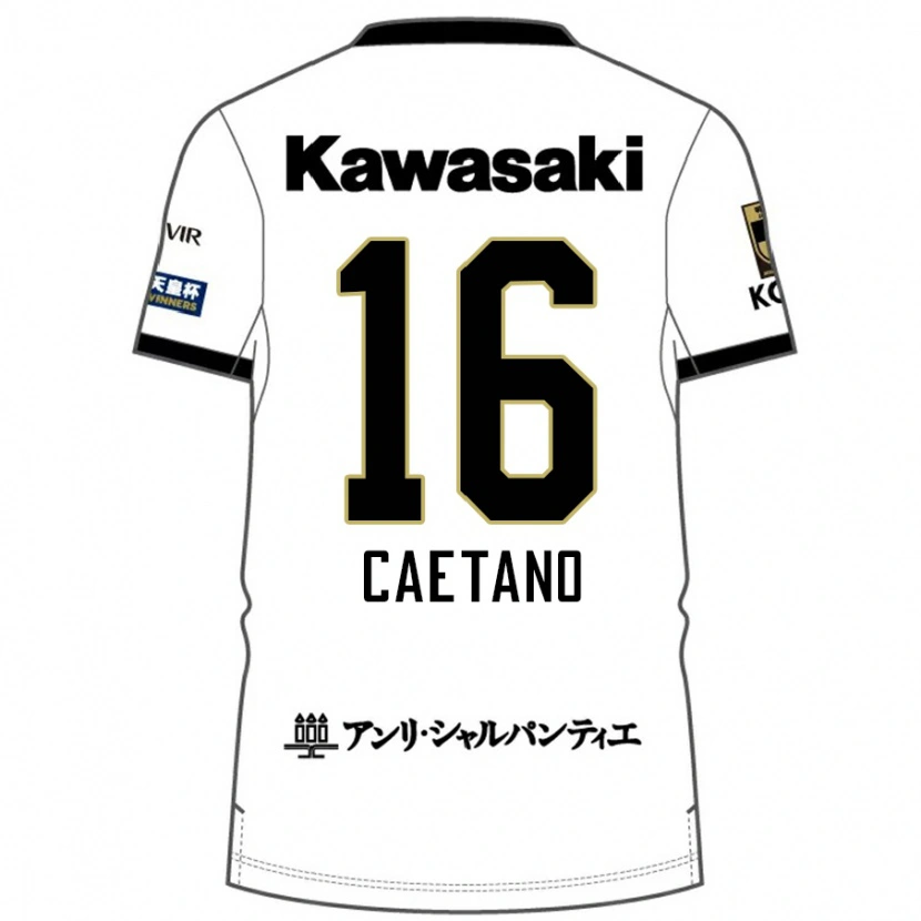 Danxen Uomo Maglia Caetano #16 Bianco Nero Kit Gara Away 2025/26 Maglietta