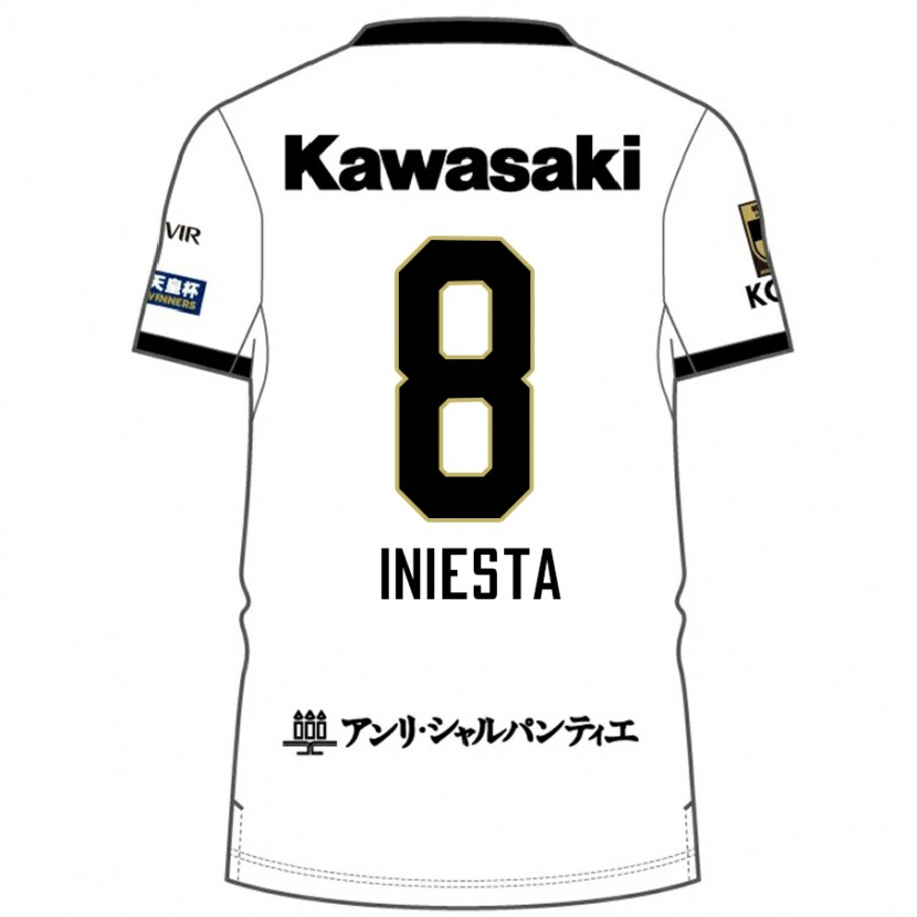 Danxen Uomo Maglia Andres Iniesta #8 Bianco Nero Kit Gara Away 2025/26 Maglietta