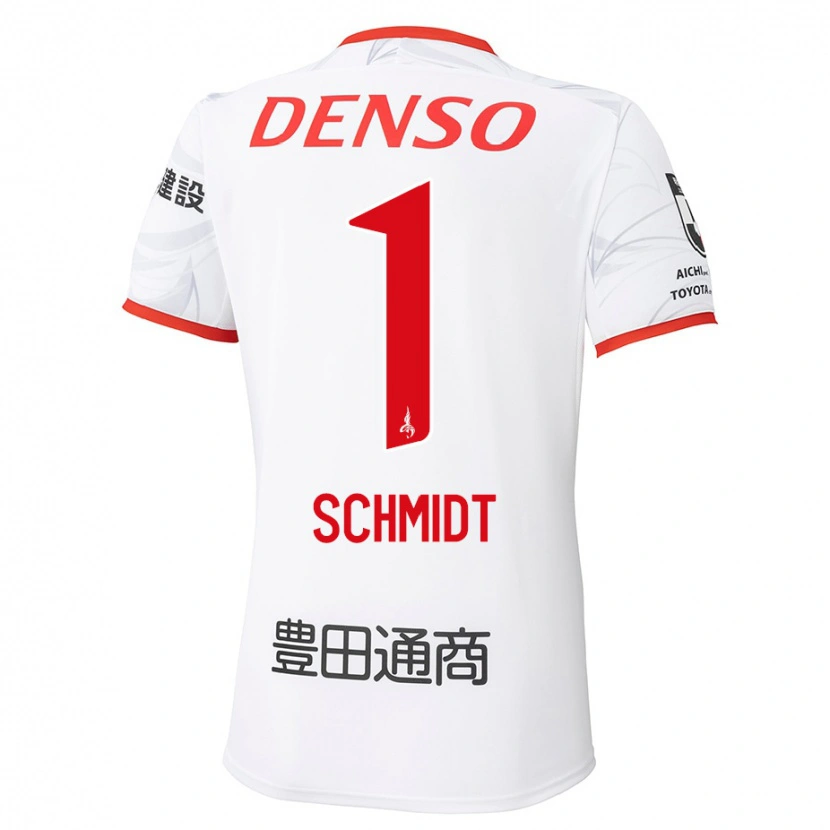 Danxen Uomo Maglia Daniel Schmidt #1 Bianco Rosso Kit Gara Away 2025/26 Maglietta
