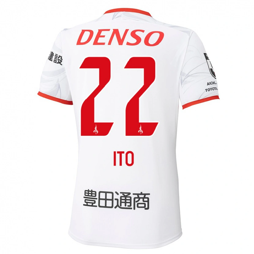 Danxen Uomo Maglia Ken Ito #22 Bianco Rosso Kit Gara Away 2025/26 Maglietta