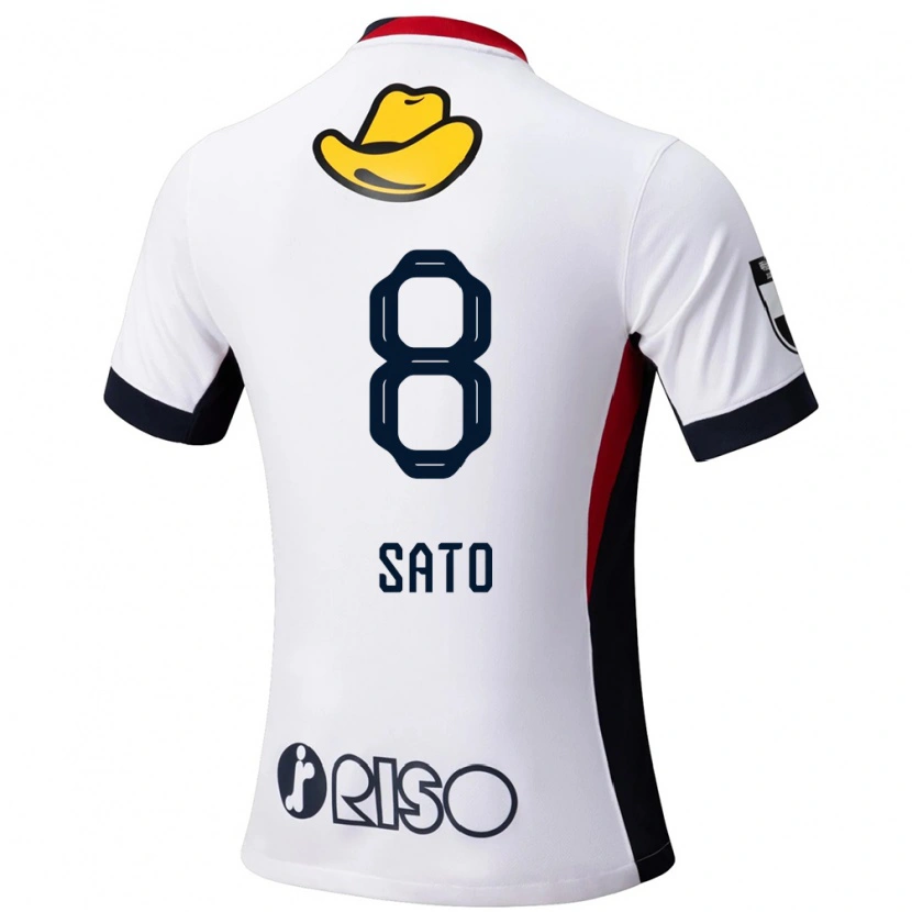 Danxen Uomo Maglia Yuto Sato #8 Bianco Nero Kit Gara Away 2025/26 Maglietta