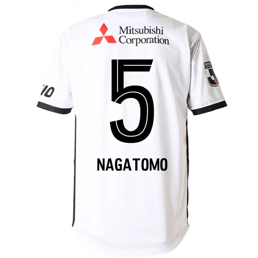 Danxen Uomo Maglia Yuto Nagatomo #5 Bianco Nero Kit Gara Away 2025/26 Maglietta
