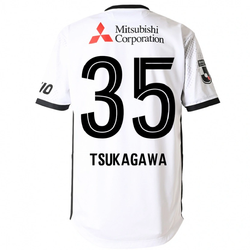 Danxen Uomo Maglia Koki Tsukagawa #35 Bianco Nero Kit Gara Away 2025/26 Maglietta