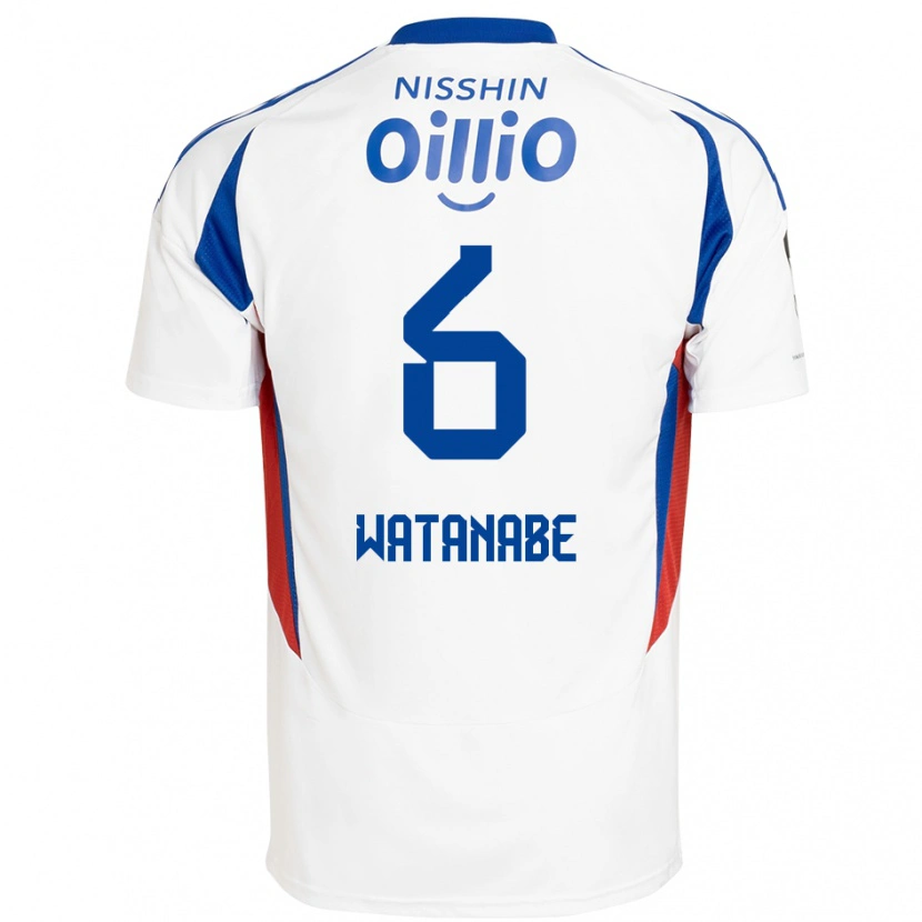 Danxen Uomo Maglia Kota Watanabe #6 Bianco Blu Royal Kit Gara Away 2025/26 Maglietta