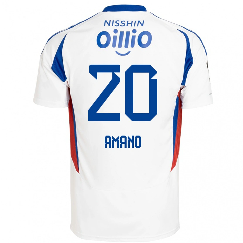 Danxen Uomo Maglia Jun Amano #20 Bianco Blu Royal Kit Gara Away 2025/26 Maglietta