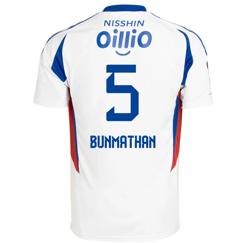 Danxen Uomo Maglia Theerathon Bunmathan #5 Bianco Blu Royal Kit Gara Away 2025/26 Maglietta