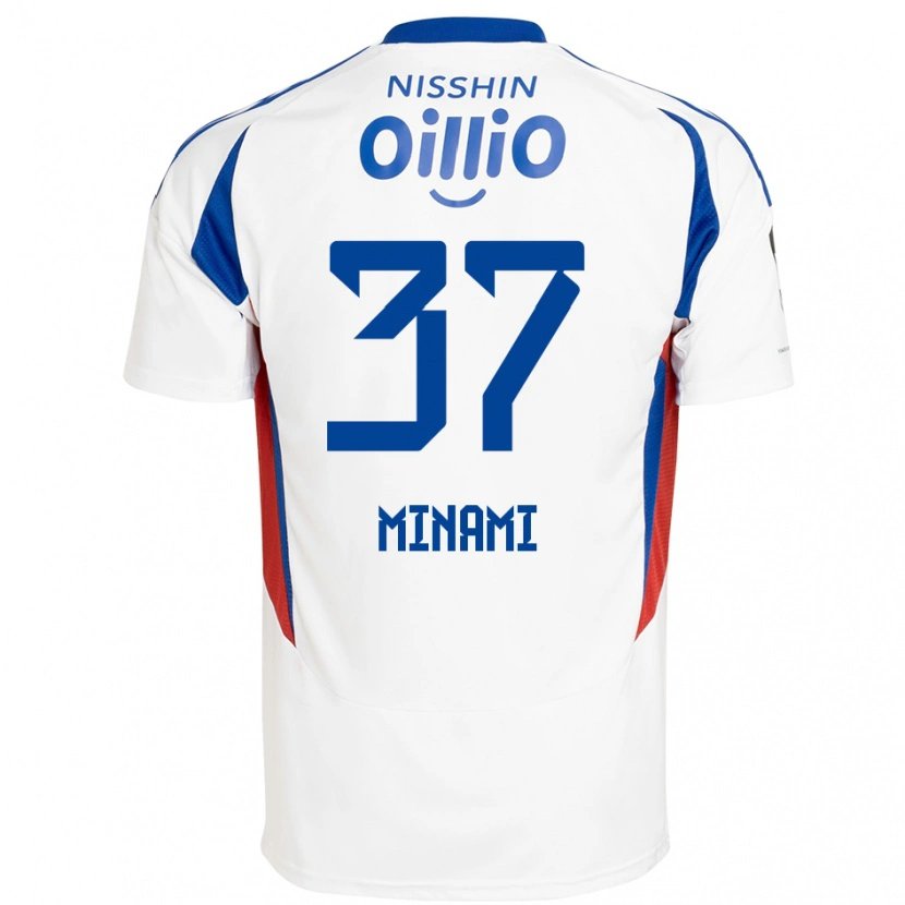 Danxen Uomo Maglia Takuto Minami #37 Bianco Blu Royal Kit Gara Away 2025/26 Maglietta