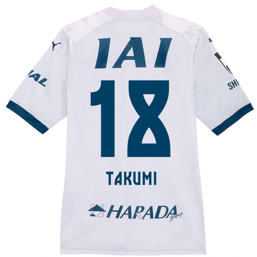 Danxen Uomo Maglia Takumi Kato #18 Bianco Blu Royal Kit Gara Away 2025/26 Maglietta