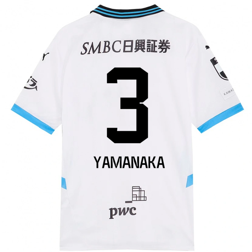 Danxen Uomo Maglia Daiki Yamanaka #3 Bianco Azzurro Cielo Kit Gara Away 2025/26 Maglietta