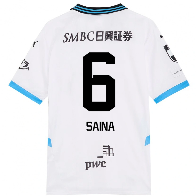 Danxen Uomo Maglia Yuta Saina #6 Bianco Azzurro Cielo Kit Gara Away 2025/26 Maglietta