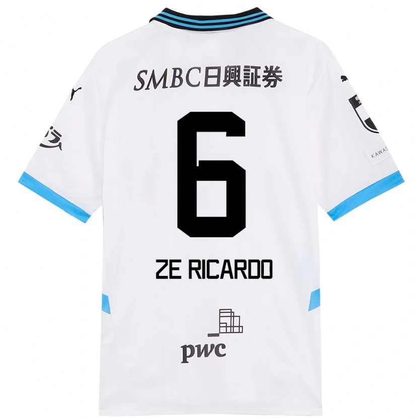 Danxen Uomo Maglia Zé Ricardo #6 Bianco Azzurro Cielo Kit Gara Away 2025/26 Maglietta