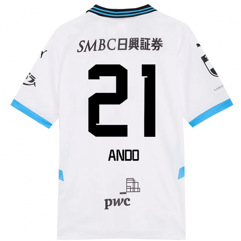 Danxen Uomo Maglia Shunsuke Ando #21 Bianco Azzurro Cielo Kit Gara Away 2025/26 Maglietta