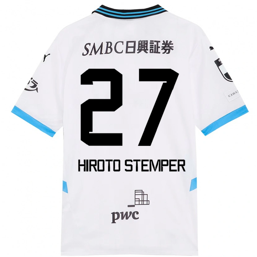 Danxen Uomo Maglia Luka Hiroto Stemper #27 Bianco Azzurro Cielo Kit Gara Away 2025/26 Maglietta