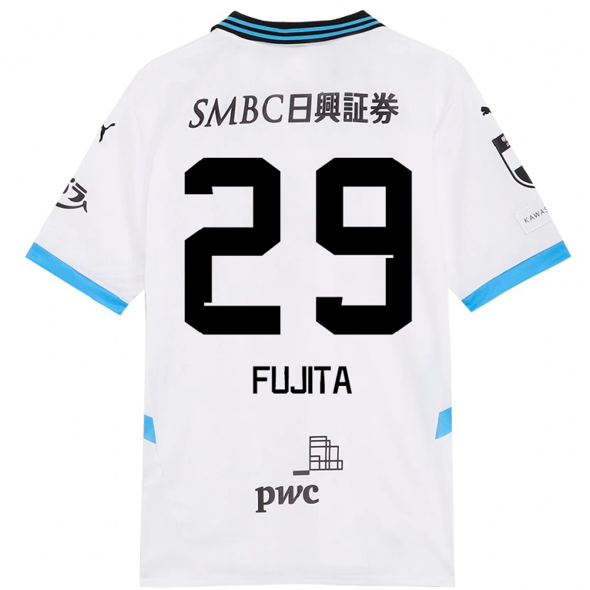 Danxen Uomo Maglia Asuto Fujita #29 Bianco Azzurro Cielo Kit Gara Away 2025/26 Maglietta