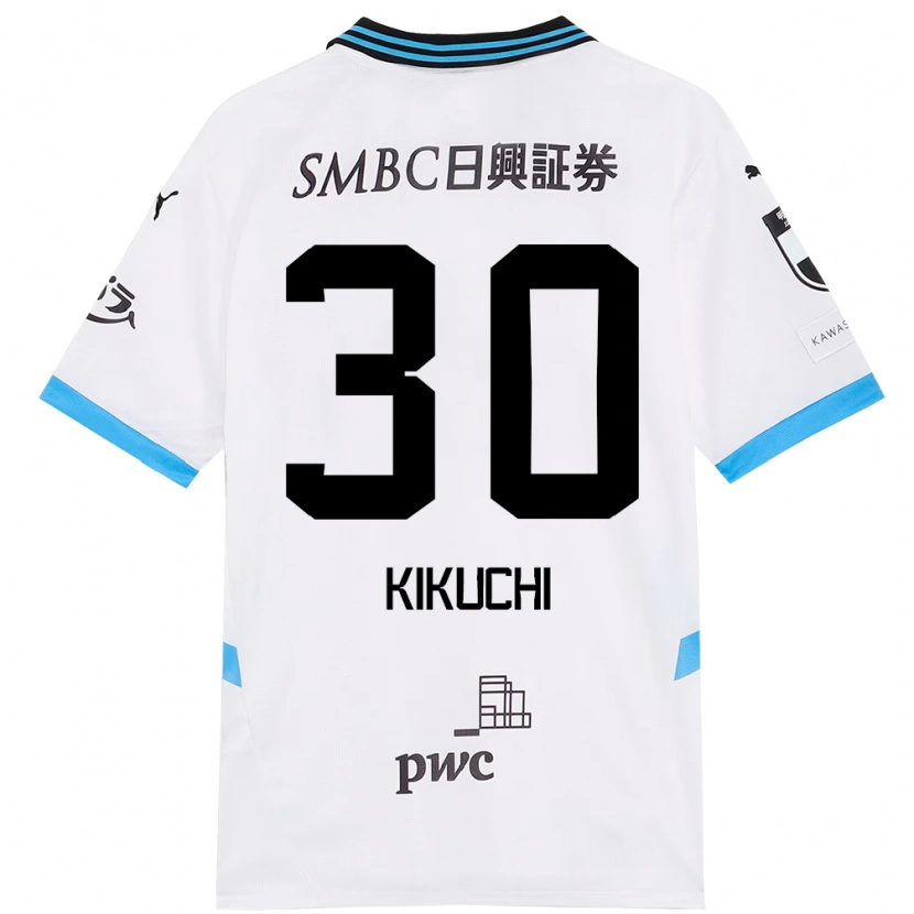 Danxen Uomo Maglia Kyo Kikuchi #30 Bianco Azzurro Cielo Kit Gara Away 2025/26 Maglietta