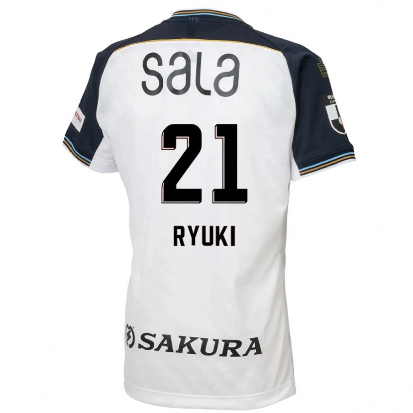 Danxen Uomo Maglia Ryuki Miura #21 Bianco Nero Kit Gara Away 2025/26 Maglietta