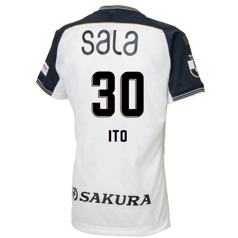 Danxen Uomo Maglia Chikara Ito #30 Bianco Nero Kit Gara Away 2025/26 Maglietta