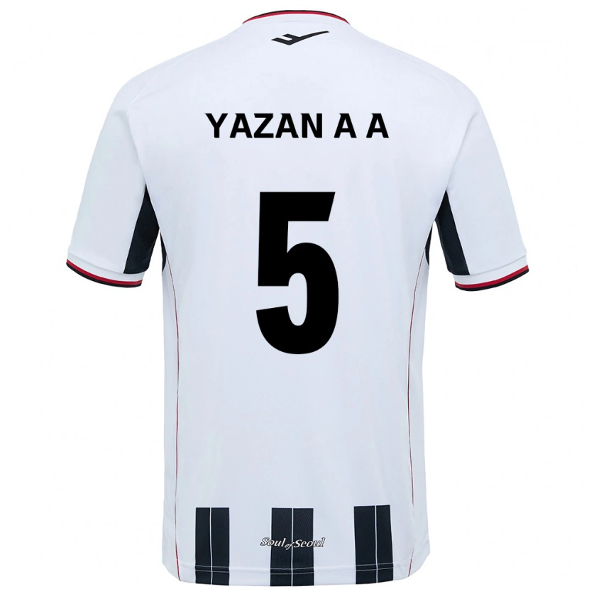 Danxen Uomo Maglia Yazan Al-Arab #5 Bianco Nero Kit Gara Away 2025/26 Maglietta