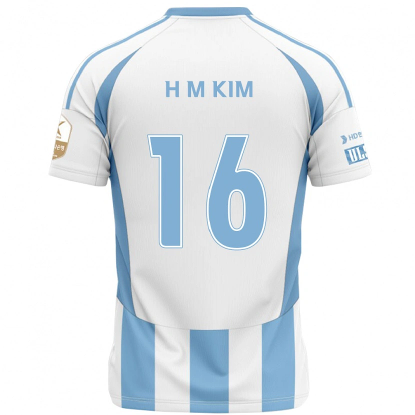 Danxen Uomo Maglia Ha-Min Kim #16 Bianco Azzurro Cielo Kit Gara Away 2025/26 Maglietta