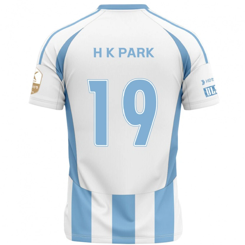 Danxen Uomo Maglia Kang-Hyun Park #19 Bianco Azzurro Cielo Kit Gara Away 2025/26 Maglietta