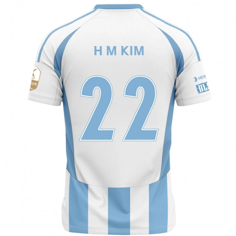Danxen Uomo Maglia Min-Hyuk Kim #22 Bianco Azzurro Cielo Kit Gara Away 2025/26 Maglietta