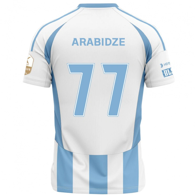 Danxen Uomo Maglia Giorgi Arabidze #77 Bianco Azzurro Cielo Kit Gara Away 2025/26 Maglietta