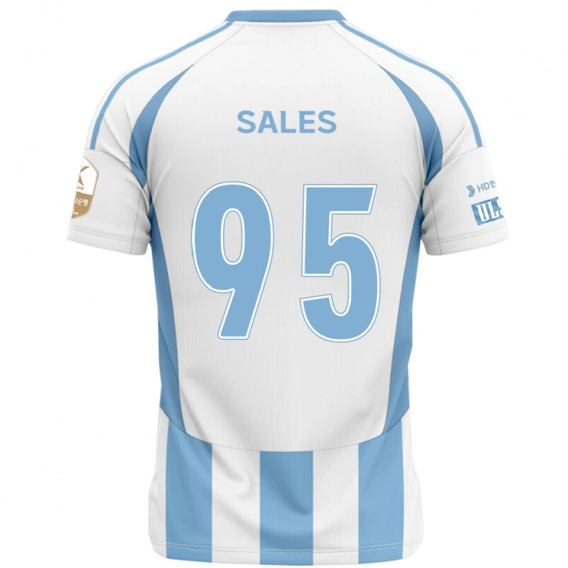Danxen Uomo Maglia Matheus Sales #95 Bianco Azzurro Cielo Kit Gara Away 2025/26 Maglietta