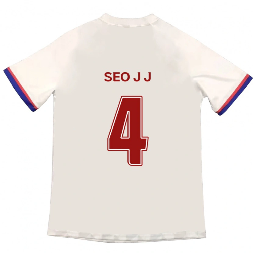 Danxen Uomo Maglia Seo Jin-Ju #4 Bianco Sporco Rosso Kit Gara Away 2025/26 Maglietta