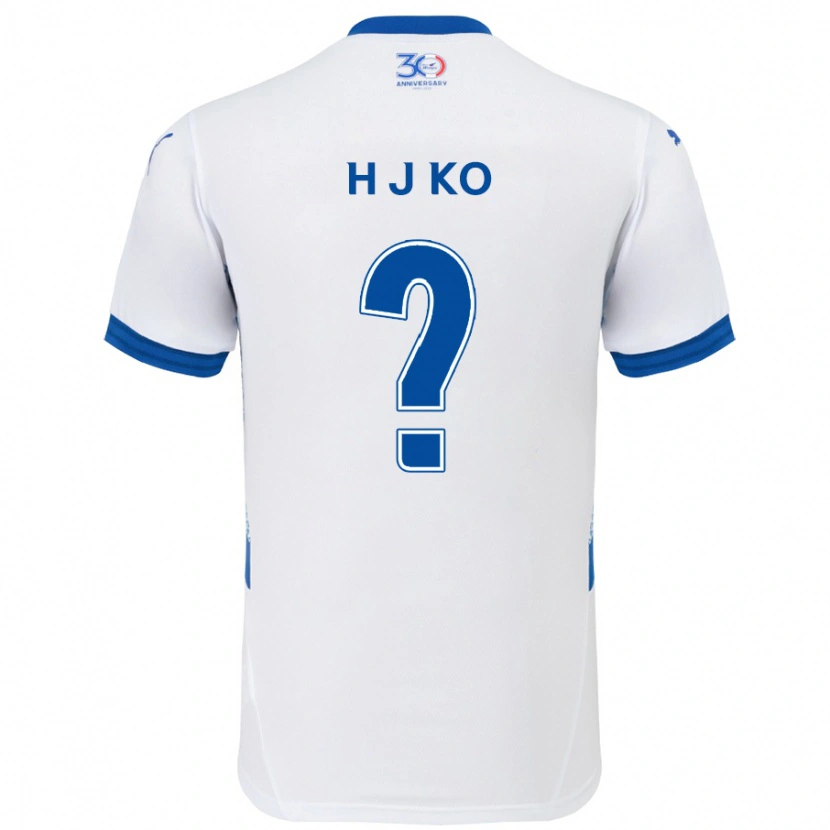 Danxen Uomo Maglia Jong-Hyun Ko #0 Bianco Blu Royal Kit Gara Away 2025/26 Maglietta