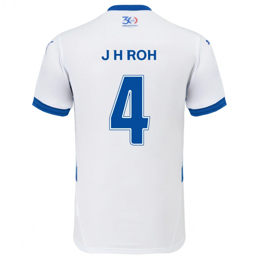 Danxen Uomo Maglia Hyun-Jun Roh #4 Bianco Blu Royal Kit Gara Away 2025/26 Maglietta