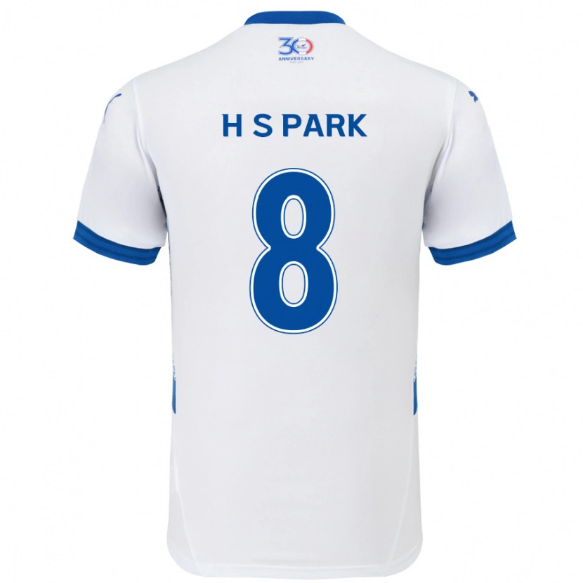 Danxen Uomo Maglia Sang-Hyeok Park #8 Bianco Blu Royal Kit Gara Away 2025/26 Maglietta