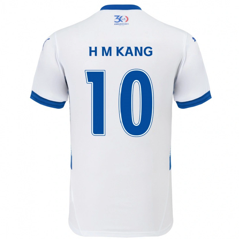 Danxen Uomo Maglia Hyun-Muk Kang #10 Bianco Blu Royal Kit Gara Away 2025/26 Maglietta