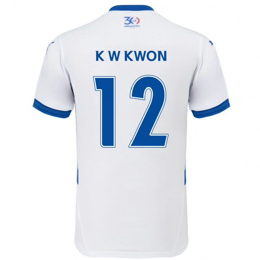 Danxen Uomo Maglia Wan-Kyu Kwon #12 Bianco Blu Royal Kit Gara Away 2025/26 Maglietta