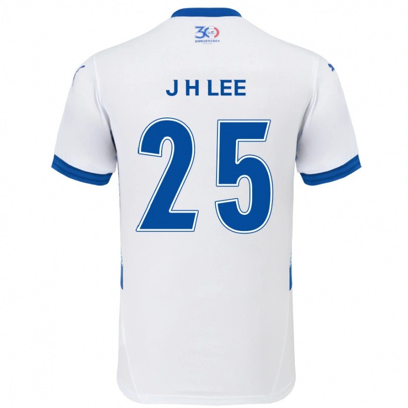 Danxen Uomo Maglia Jin-Hyuk Lee #25 Bianco Blu Royal Kit Gara Away 2025/26 Maglietta