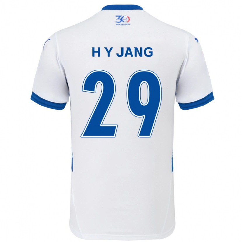 Danxen Uomo Maglia Yo-Han Jang #29 Bianco Blu Royal Kit Gara Away 2025/26 Maglietta