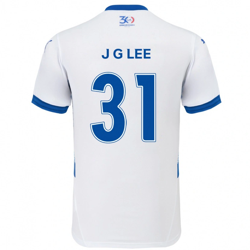 Danxen Uomo Maglia Gyeong-Jun Lee #31 Bianco Blu Royal Kit Gara Away 2025/26 Maglietta