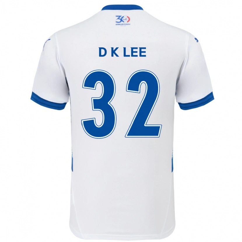 Danxen Uomo Maglia Kyu-Dong Lee #32 Bianco Blu Royal Kit Gara Away 2025/26 Maglietta