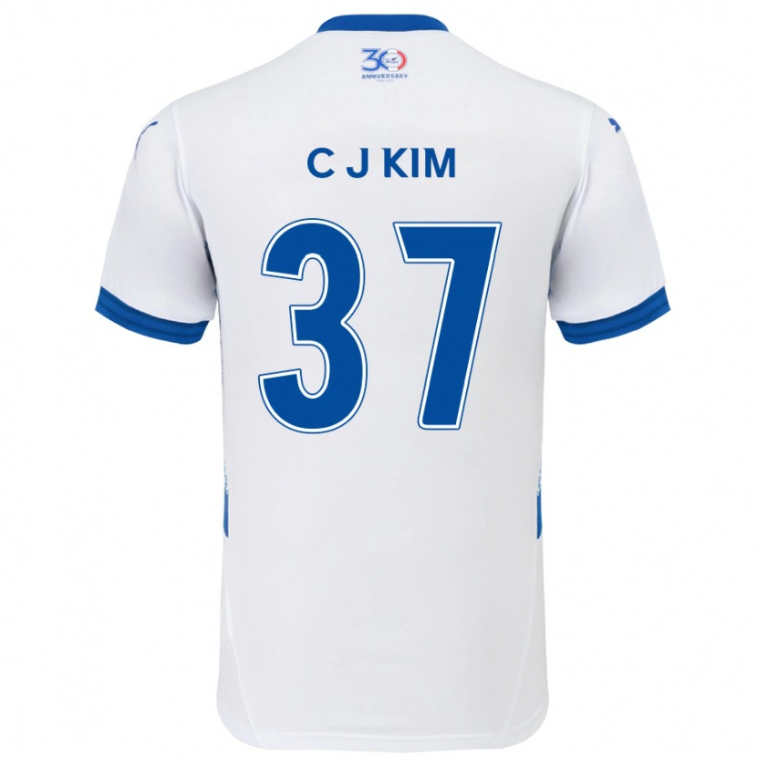 Danxen Uomo Maglia Joo-Chan Kim #37 Bianco Blu Royal Kit Gara Away 2025/26 Maglietta
