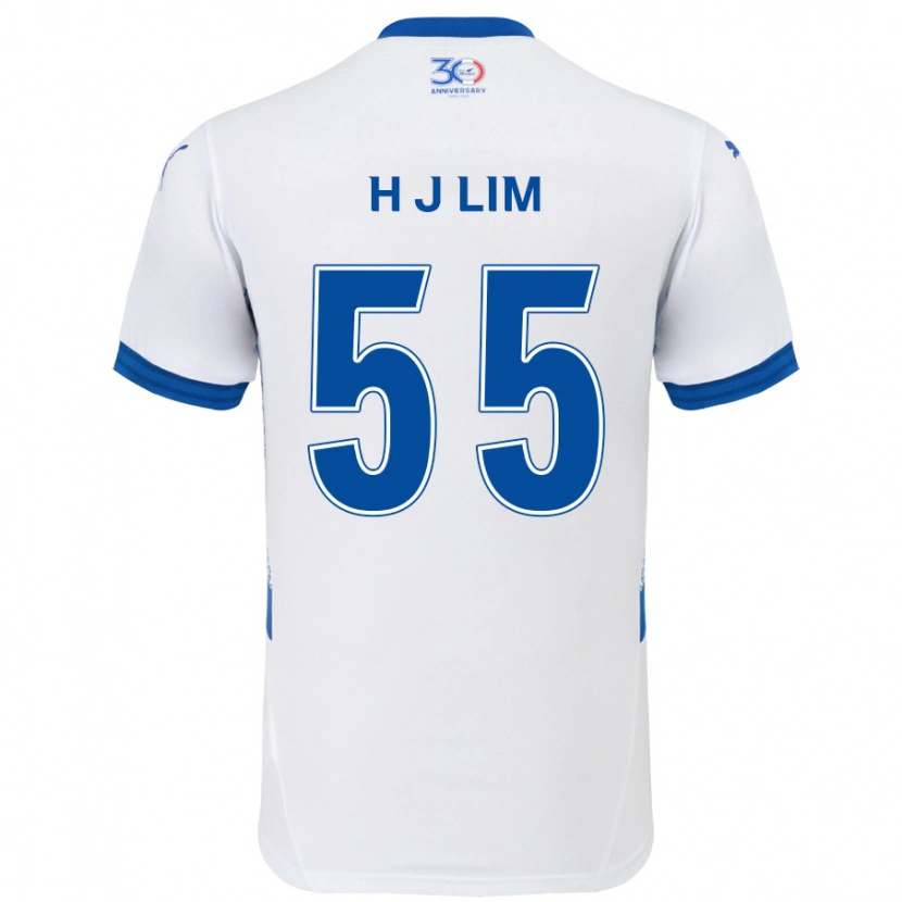 Danxen Uomo Maglia Ji-Hoon Lim #55 Bianco Blu Royal Kit Gara Away 2025/26 Maglietta