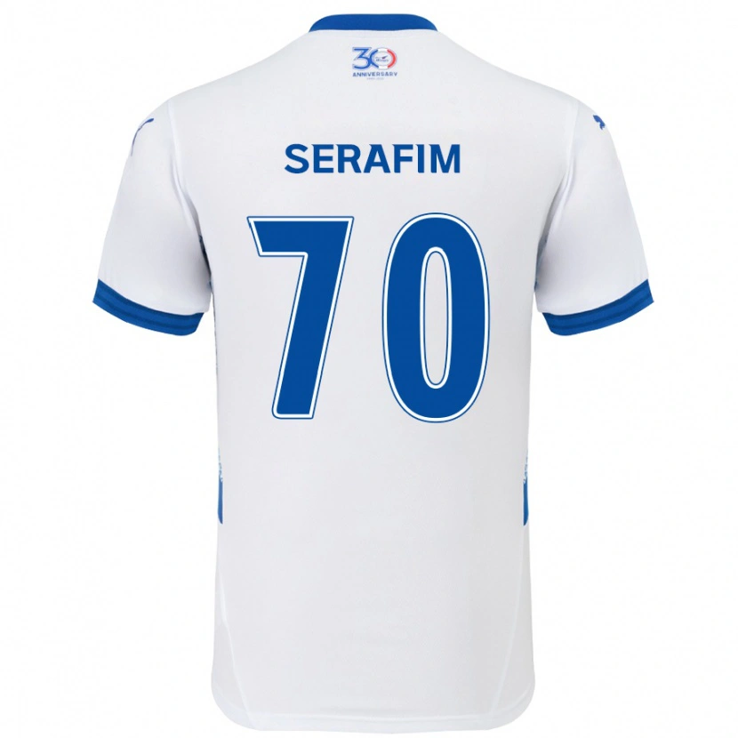 Danxen Uomo Maglia Matheus Serafim #70 Bianco Blu Royal Kit Gara Away 2025/26 Maglietta