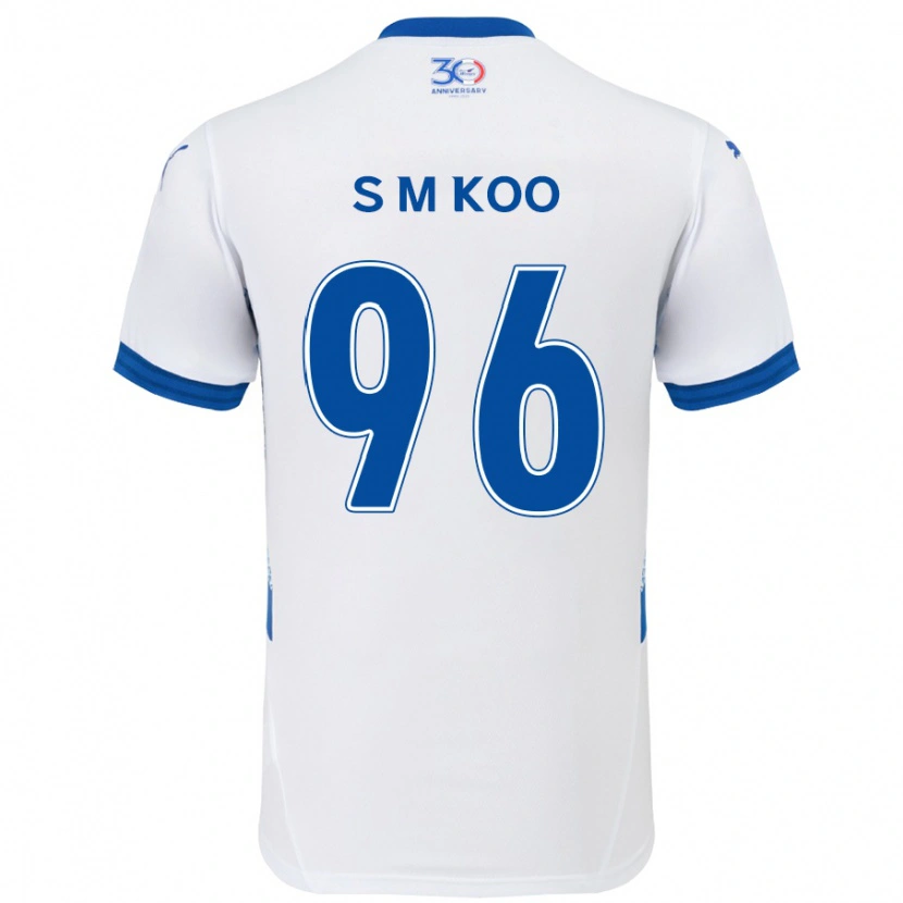 Danxen Uomo Maglia Min-Seo Koo #96 Bianco Blu Royal Kit Gara Away 2025/26 Maglietta