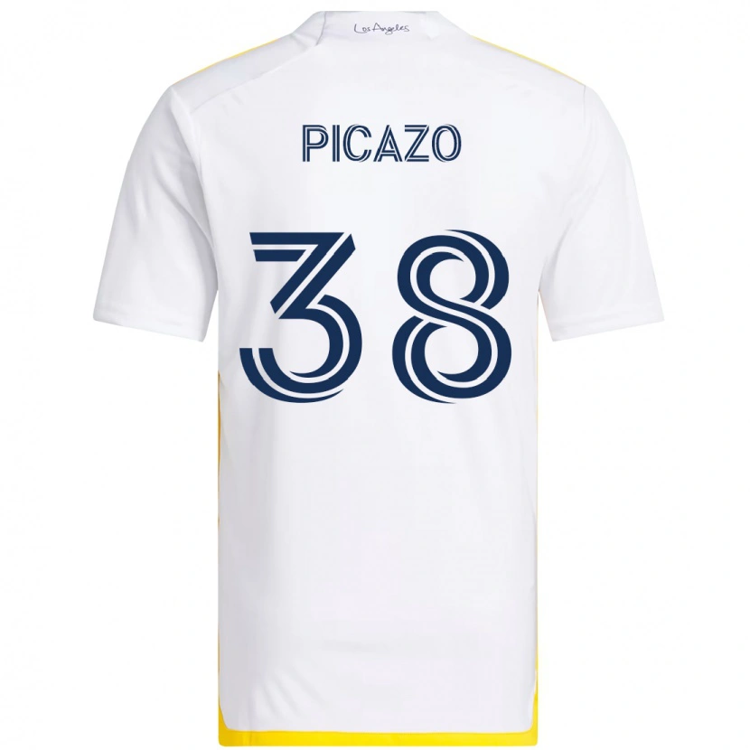 Danxen Donna Maglia Axel Picazo #38 Bianco Giallo Kit Gara Home 2025/26 Maglietta