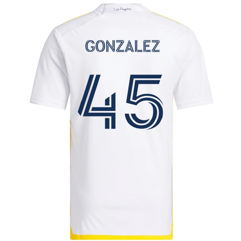 Danxen Donna Maglia Adrián González #45 Bianco Giallo Kit Gara Home 2025/26 Maglietta