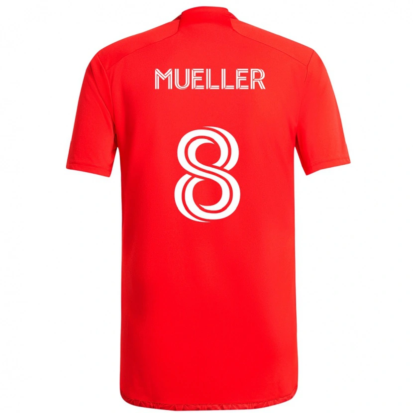 Danxen Donna Maglia Chris Mueller #8 Rosso Bianco Kit Gara Home 2025/26 Maglietta