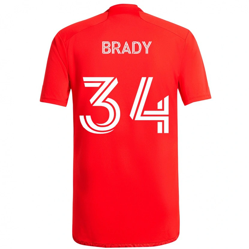 Danxen Donna Maglia Chris Brady #34 Rosso Bianco Kit Gara Home 2025/26 Maglietta