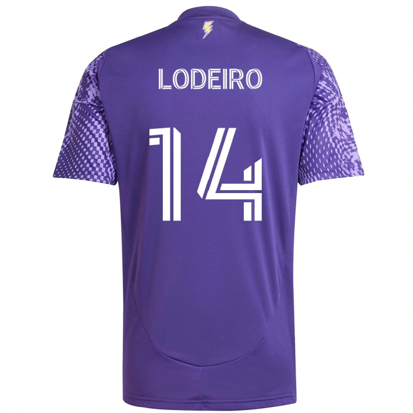 Danxen Donna Maglia Nicolás Lodeiro #14 Viola Bianco Kit Gara Home 2025/26 Maglietta