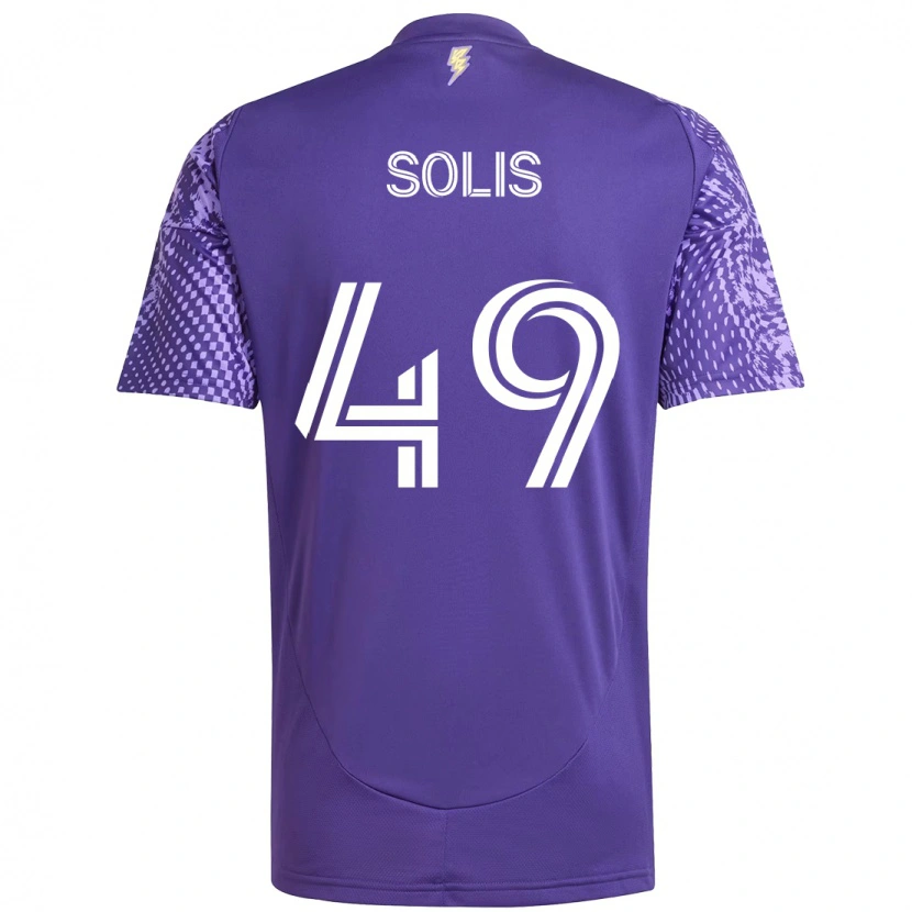 Danxen Donna Maglia Jhon Solís #49 Viola Bianco Kit Gara Home 2025/26 Maglietta