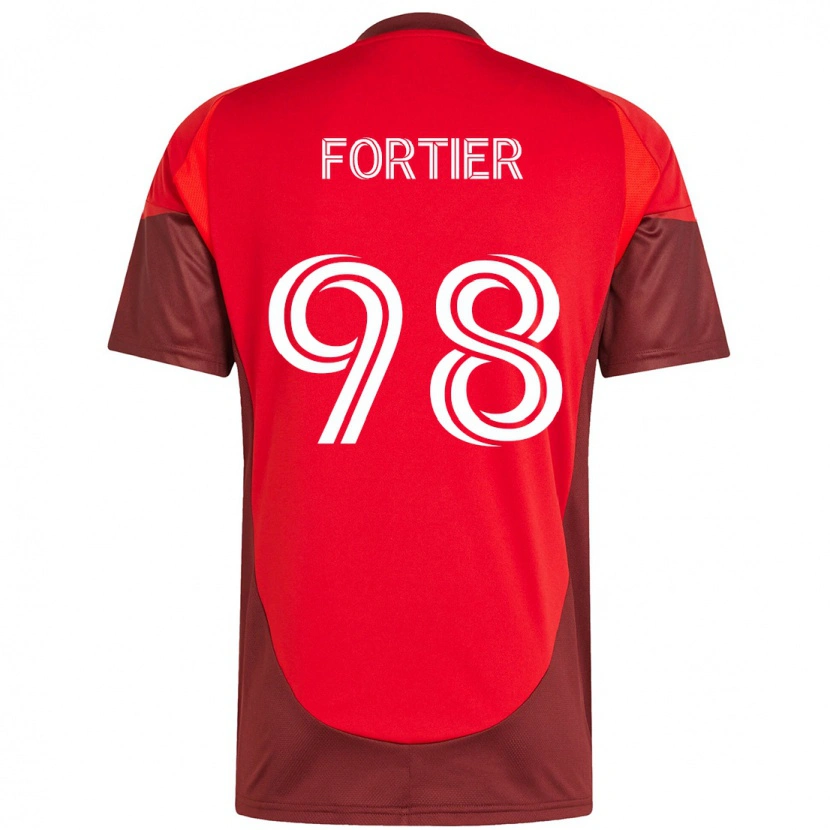 Danxen Donna Maglia Kristjan Fortier #98 Rosso Bianco Kit Gara Home 2025/26 Maglietta