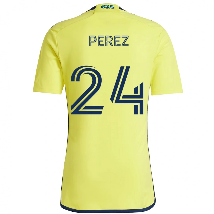 Danxen Donna Maglia Jonathan Pérez #24 Giallo Blu Navy Kit Gara Home 2025/26 Maglietta